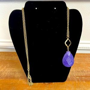 Vintage Blue Lapis Pendant on Gold Tone Chain